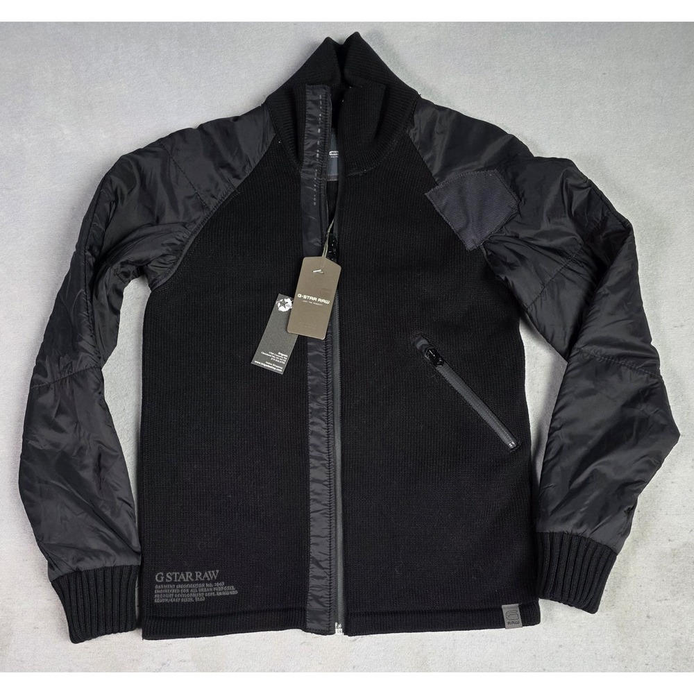 NWT Men's‎ G Star Raw - Mast Cardigan Size SMALL Black Zip Up  RD3301 Knit